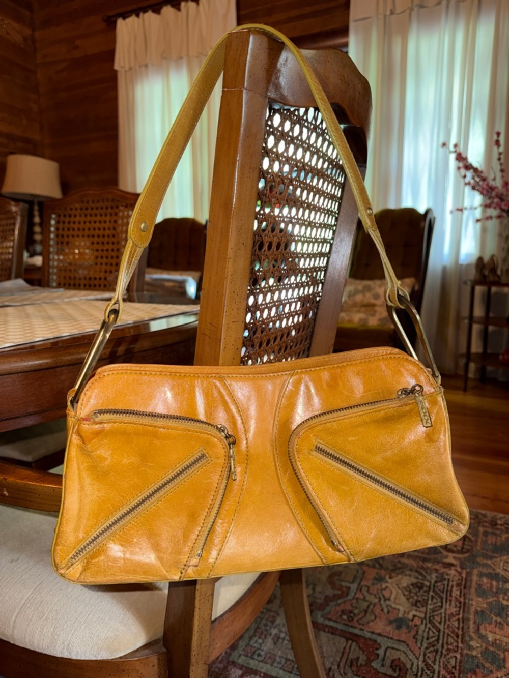 Maxx New York Saffron Yellow Leather Shoulder Bag